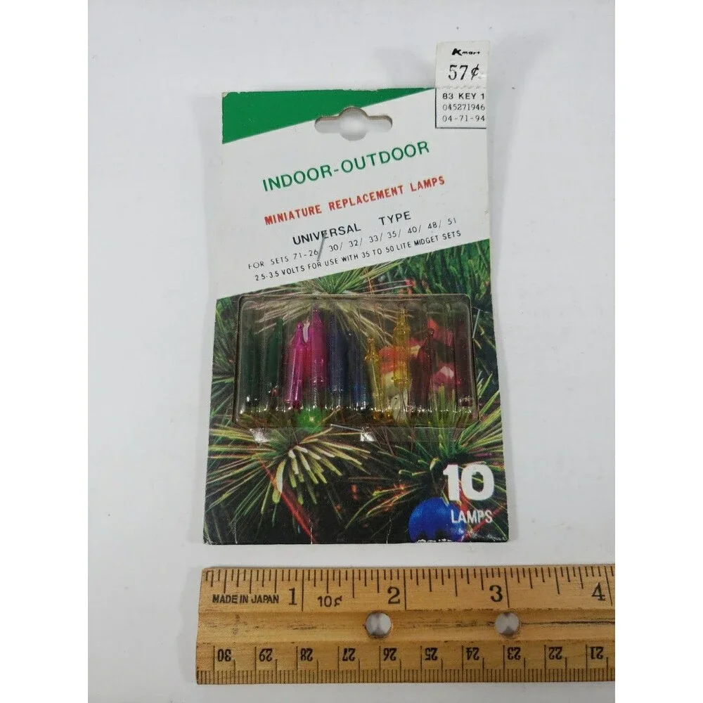 Miniature Replacement 10 Lamps Indoor Outdoor Universal Type Christmas Kmart VTG